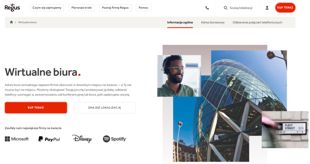 Regus — przegląd wirtualnego biura